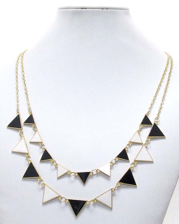 Epoxy deco multi triangle link double layer necklace earring set