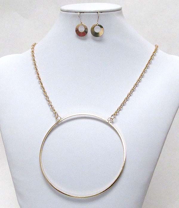 Large circle pendant necklace earring set