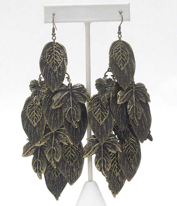 Extra large multi leaf mix drop vintage earring