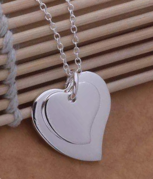 925 sterling silver plating heart pendant necklace -valentine