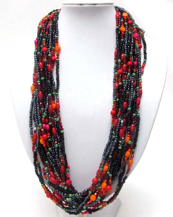 8 strand  semi precious stone beads  extra  long necklce -  seperable