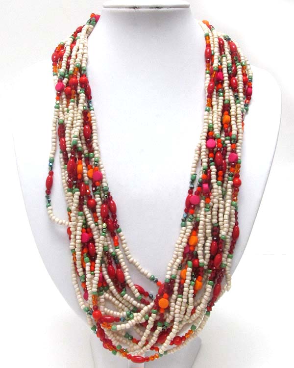 8 strand  semi precious stone beads  extra  long necklce -  seperable