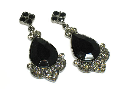 Crystal and acrylic tear drop earring