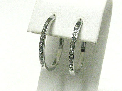 Crystal stud hoop earring - hoops