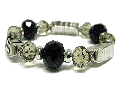 Facet glass beads and box chain stretch bracelet