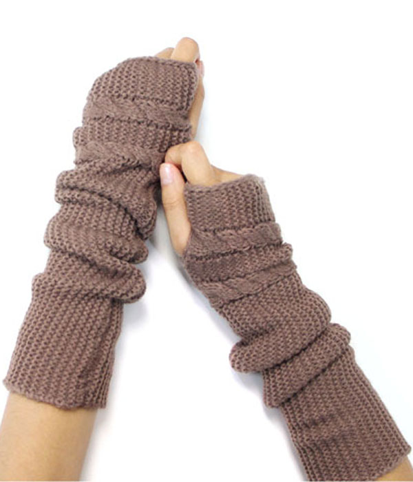Open finger knit glove or arm warmer