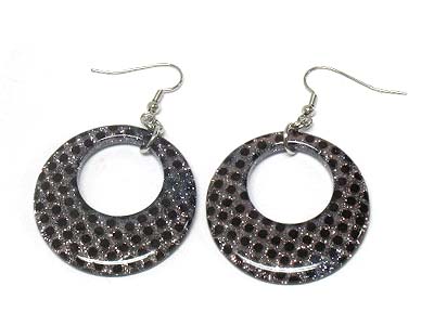 Epoxy cover sparkled dot pattern round donut earring 