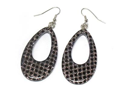 Epoxy cover sparkled dot pattern oval earring 