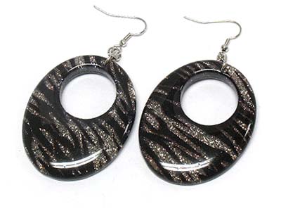 Epoxy cover sparkled zebra pattern donut earring