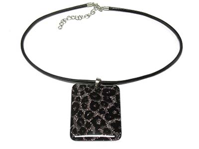 Epoxy cover sparkled animal skin pattern rectangle pendant multi cords necklace