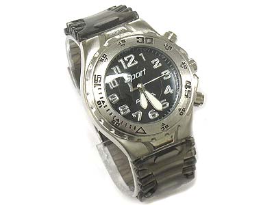 Diver style transparent plastic band metal face watch