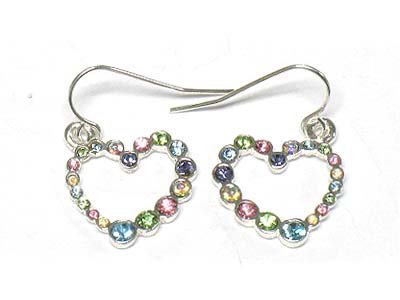 Crystal stone heart frame earring