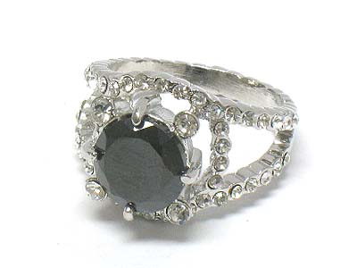 Boutique style round cubic and crystal deco ring 