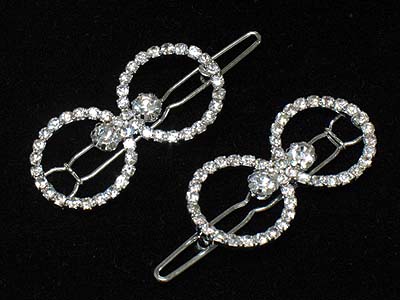 Rhinestone dual circle shape hair pin