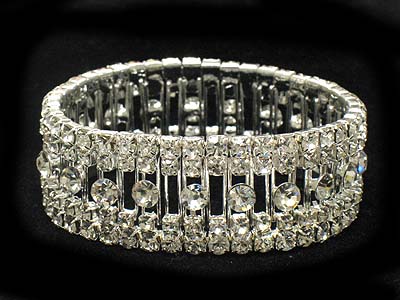 Rhinestone and cubic deco stretch bracelet