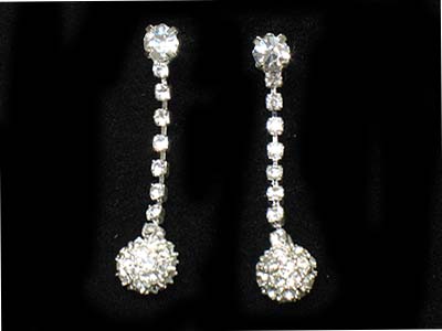 Rhinestone single line ball drop earring