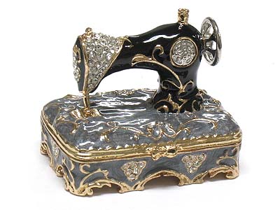 Crystal deco sewing machine jewelry box 