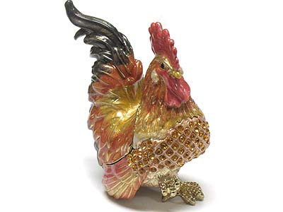 Crystal deco rooster jewelry box 