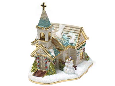 Crystal deco detailed winter house jewelry box 