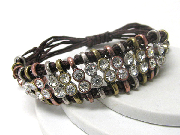 Crystal deco double thread link friendship bracelet