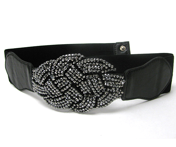 Multi crystal deco buckle and stretch belt