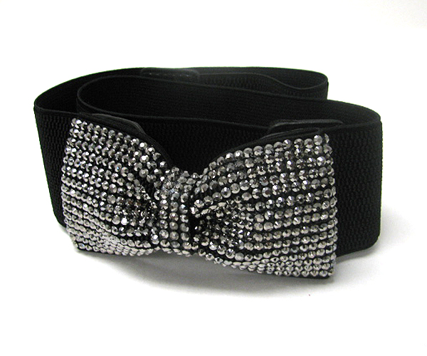 Crystal stud ribbon buckle and stretch belt