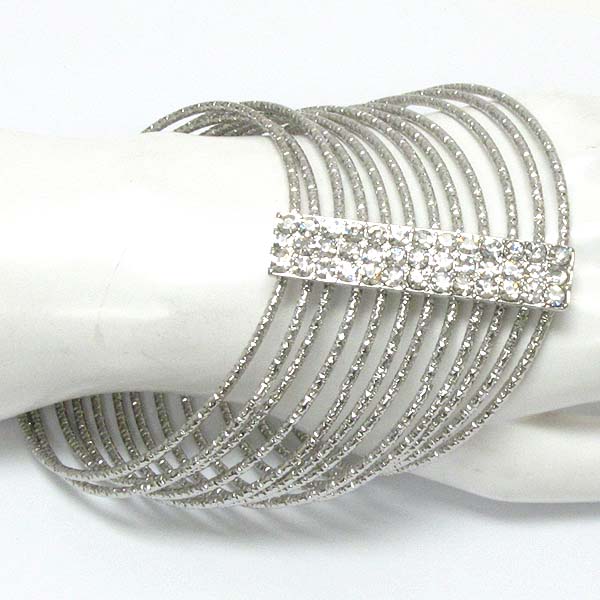 Crystal stud bar and multi bangle link bracelet