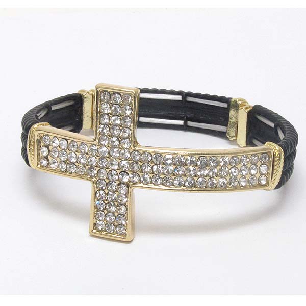 Crystal cross stretch bracelet