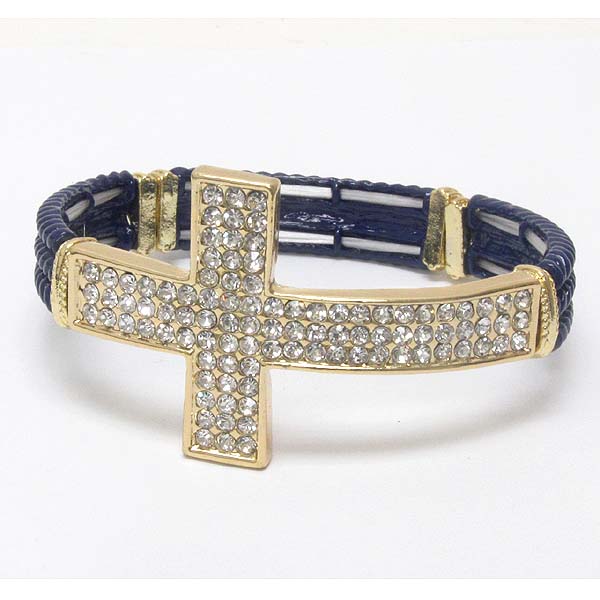 Crystal cross stretch bracelet