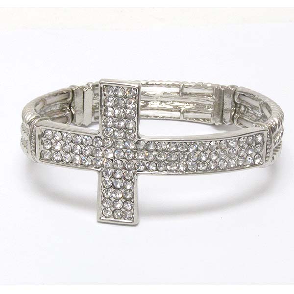 Crystal cross stretch bracelet