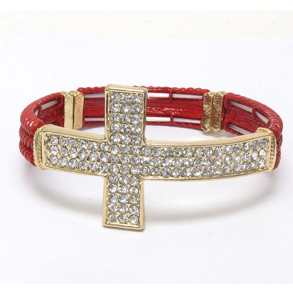 Crystal cross stretch bracelet