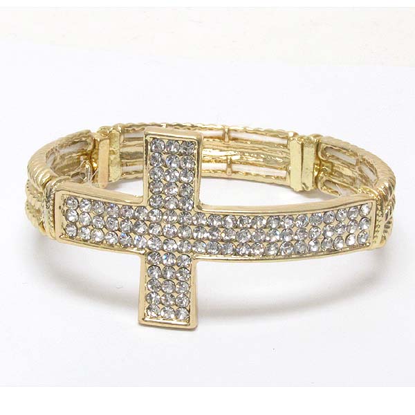 Crystal cross stretch bracelet