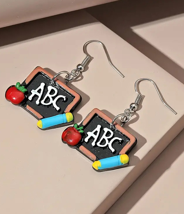 School theme resin earring - blackboard