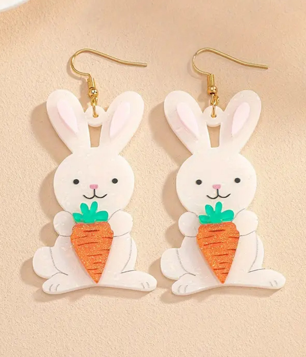 Easter theme acrylic earring - rabbit carrot