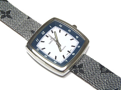 Big square face fabric pattern band watch