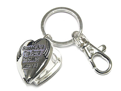 Bible message metal casting heart key holder - open locket