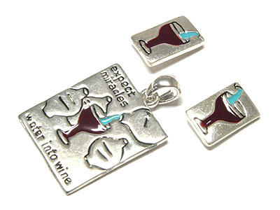 Epoxy expect miracle bible message pendant and earring set