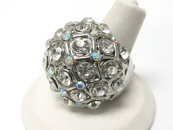 Crystal stud puffy round stretch ring