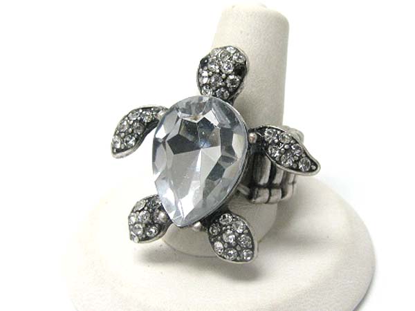 Crystal stud tutle stretch ring 