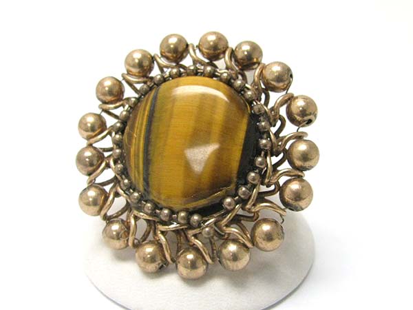 Natural stone metal sunflower stretch ring