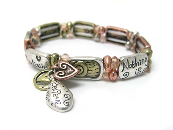 Inspiration message metal art deco stretch bracelet