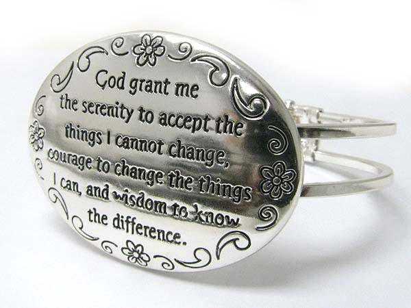 Inspiration message oval disk top hinge bangle