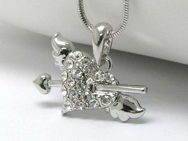 Made in korea whitegold plating crystal cupid heart pendant necklace