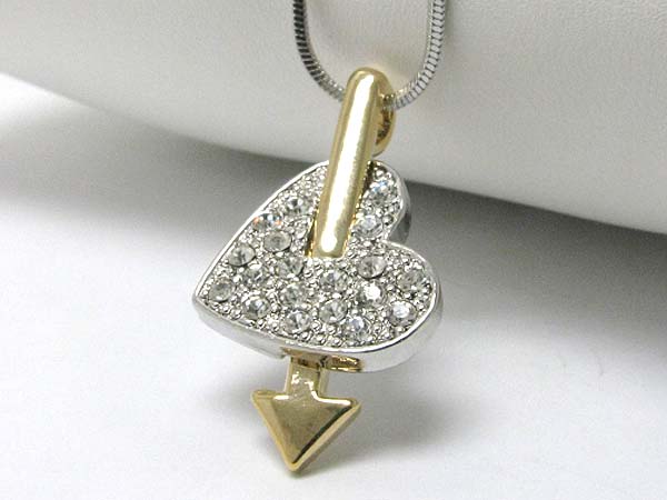 Made in korea whitegold plating crystal cupid heart pendant necklace