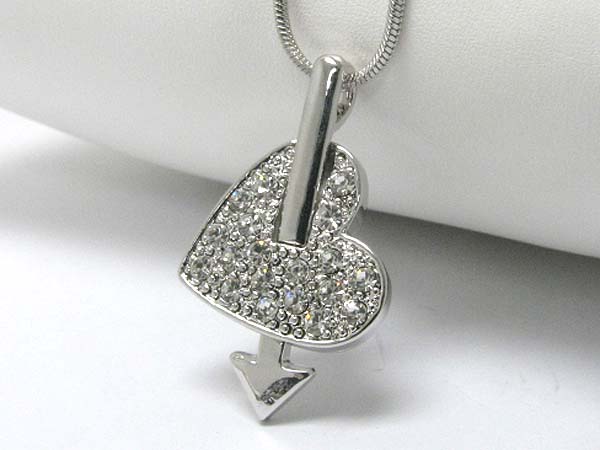 Made in korea whitegold plating crystal cupid heart pendant necklace