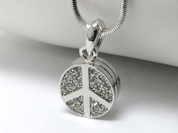 Made in korea whitegold plating crystal stud peace round pendant necklace