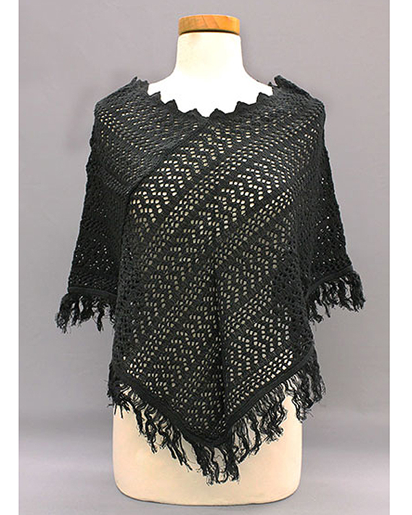 100% acrylic knit poncho style shawl