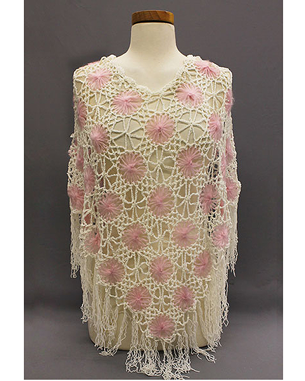 100% acrylic crochet flower poncho style shawl