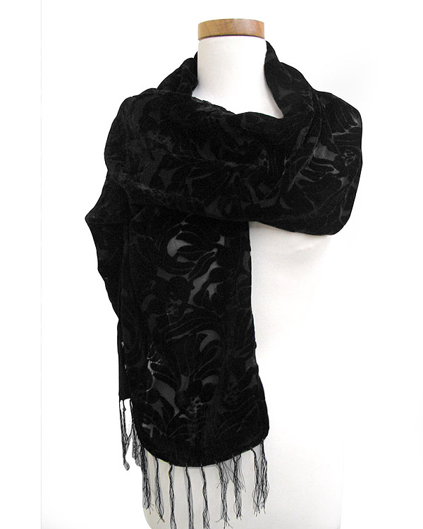 Morning glory 100% velvet burnout scarf