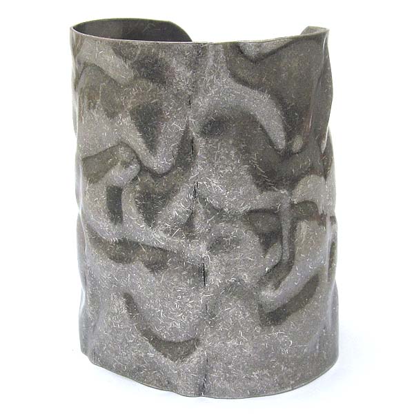 Tall and hammered metal cuff bangle bracelet - wear resistant electro plating